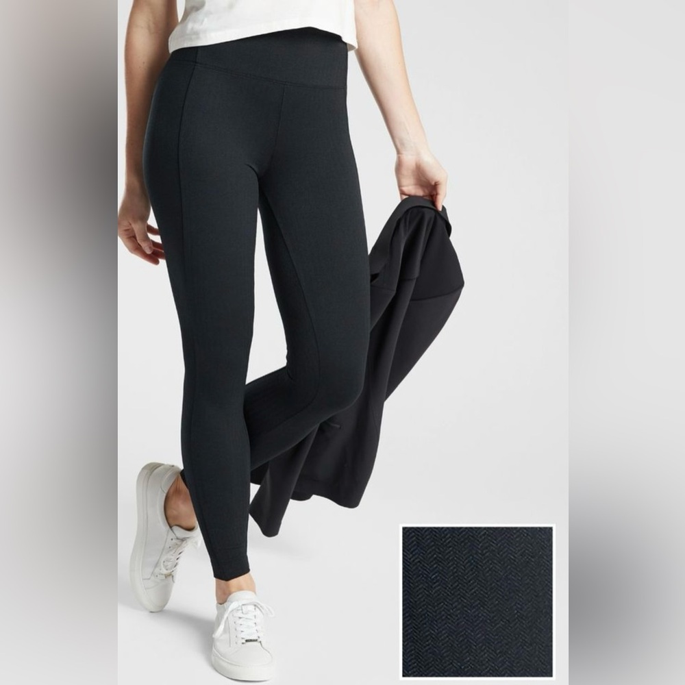 Athleta Delancey Leggings Womens SHerringbone Black High Rise Pull On Stretch